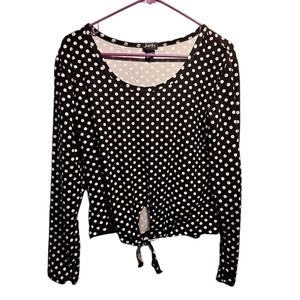 Justify Black and White Polka Dot Long Sleeve Top Large